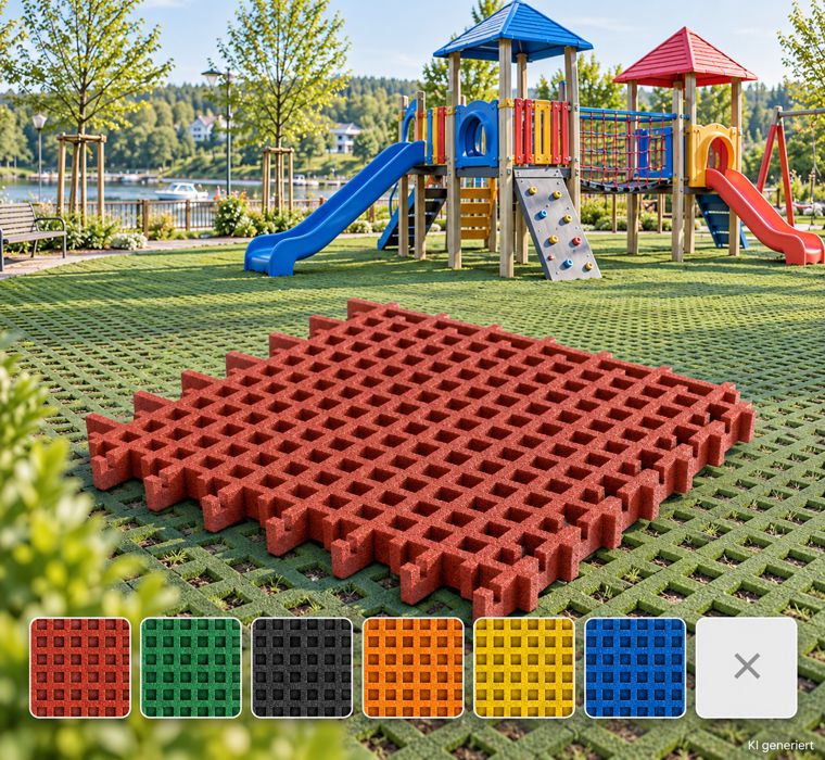 Fall protection slabs lawn grids